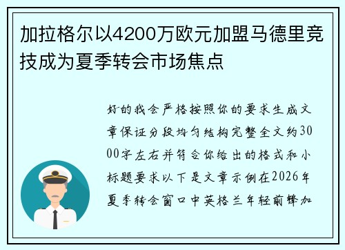 加拉格尔以4200万欧元加盟马德里竞技成为夏季转会市场焦点